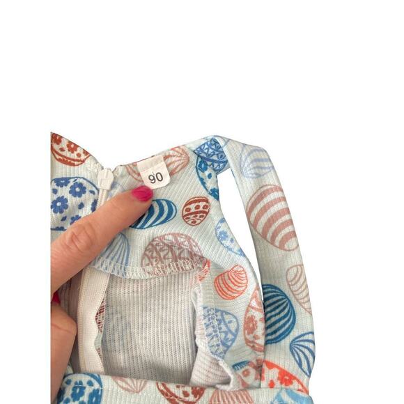 Small Shop Blue Ribbed Easter Egg Flare Jumpsuit 3 - Picture 4 of 5